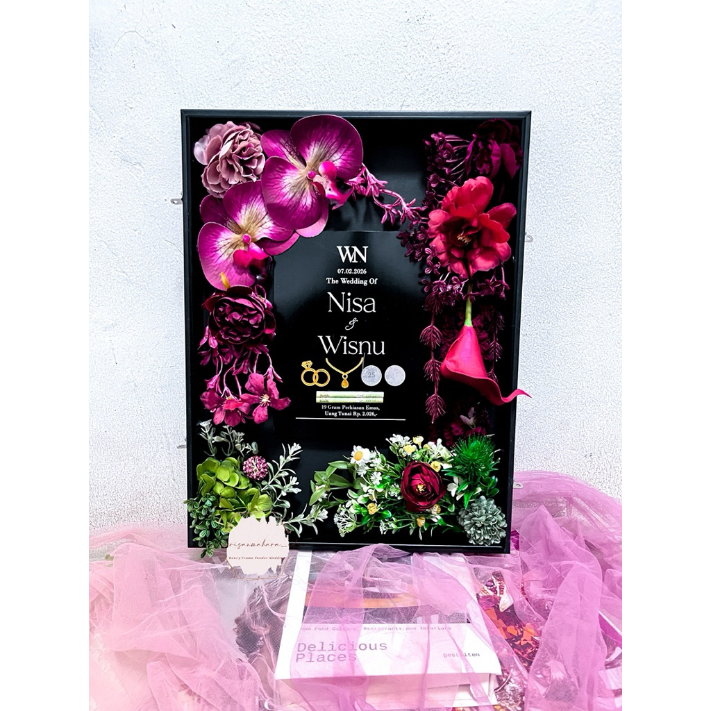 (PAPER ART BINGKAI PIGURA LIST HITAM) SERIES FAIRY GARDENIA BINGKAI MAHAR GEN Z DOWRY FRAME SESERAHA