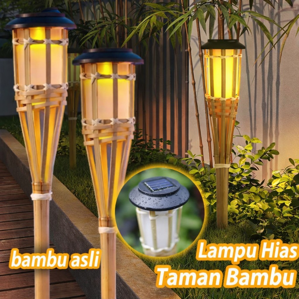 Lampu Taman Solar Tenaga Surya Lampu Taman Tancap Garden Bambu Bamboo Outdoor Waterproof