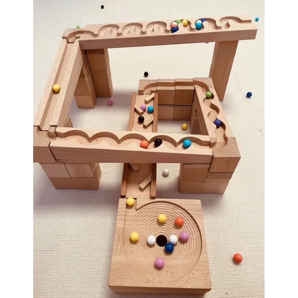 Mainan Edukasi Kayu Marble Run Montessori – Jalur Kelereng Anak