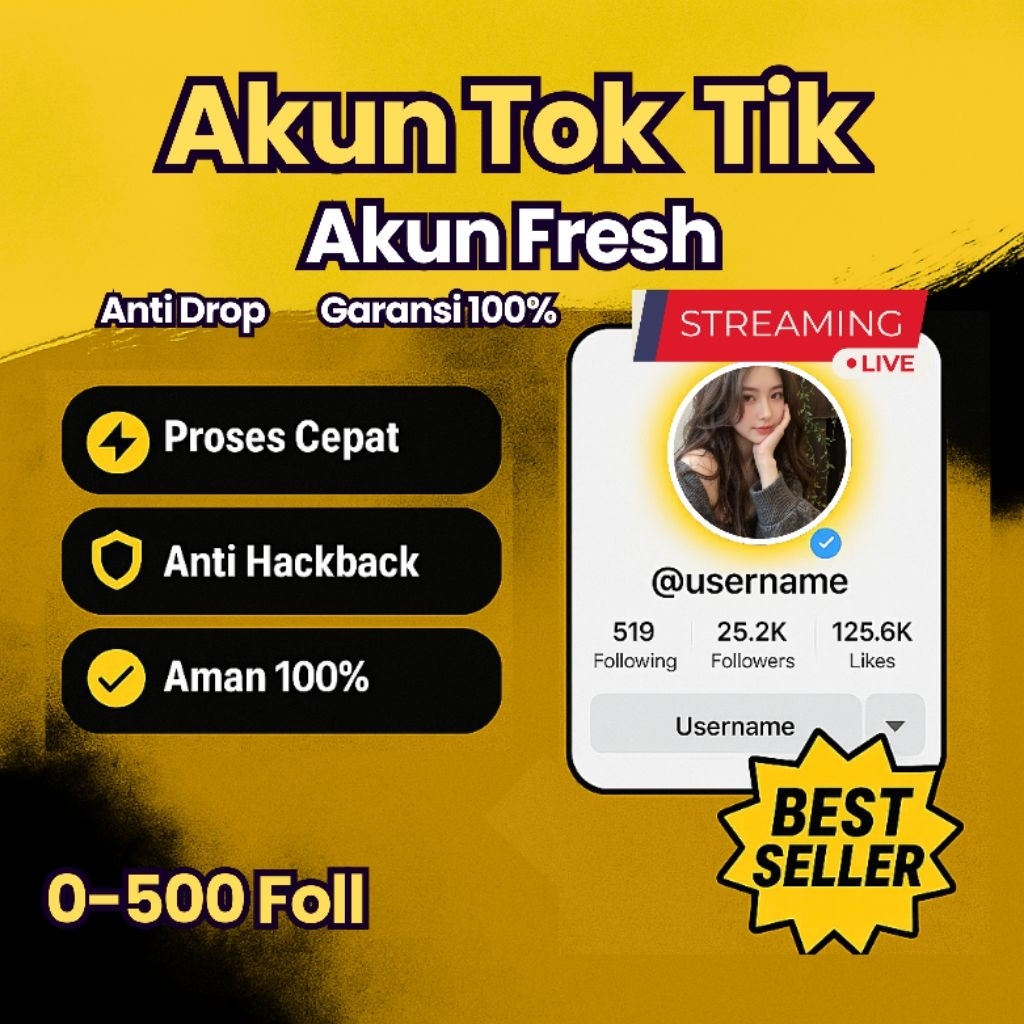 Akun Fresh Tok Tik Fresh 0 - 500 Foll