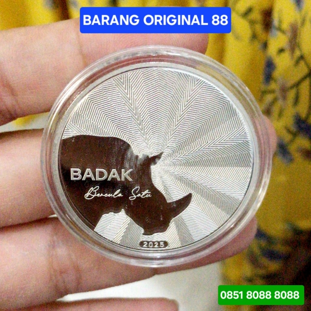 PERAK BATANGAN MURNI ASLI 999% BERAT 31.1 GRAM 1 TROY ONS OUNCE OZ DESAIN GAMBAR BADAK BURUNG JALAK 