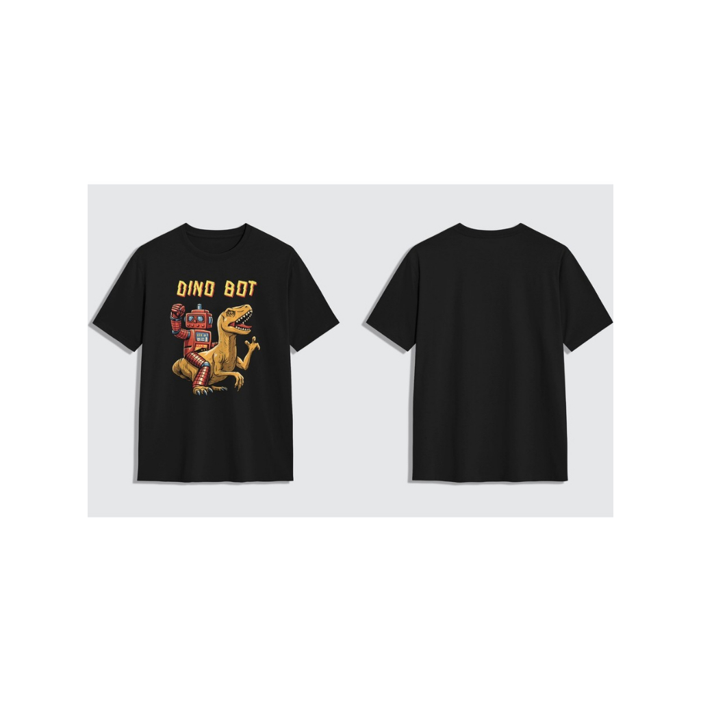 T Shirt Dino Bot Kaos Robot Dinosaur Streetwear