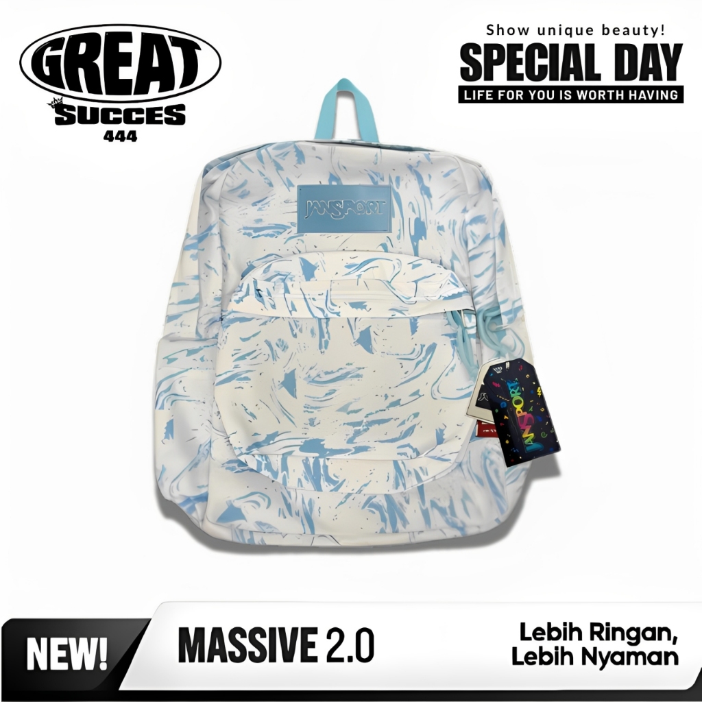 GREATSUCCES - TAS JANSPORT ART BLUE ORIGINAL SUPERBREAK- TAS RANSEL JANSPORT ART BLUE FULL TAG - BAC