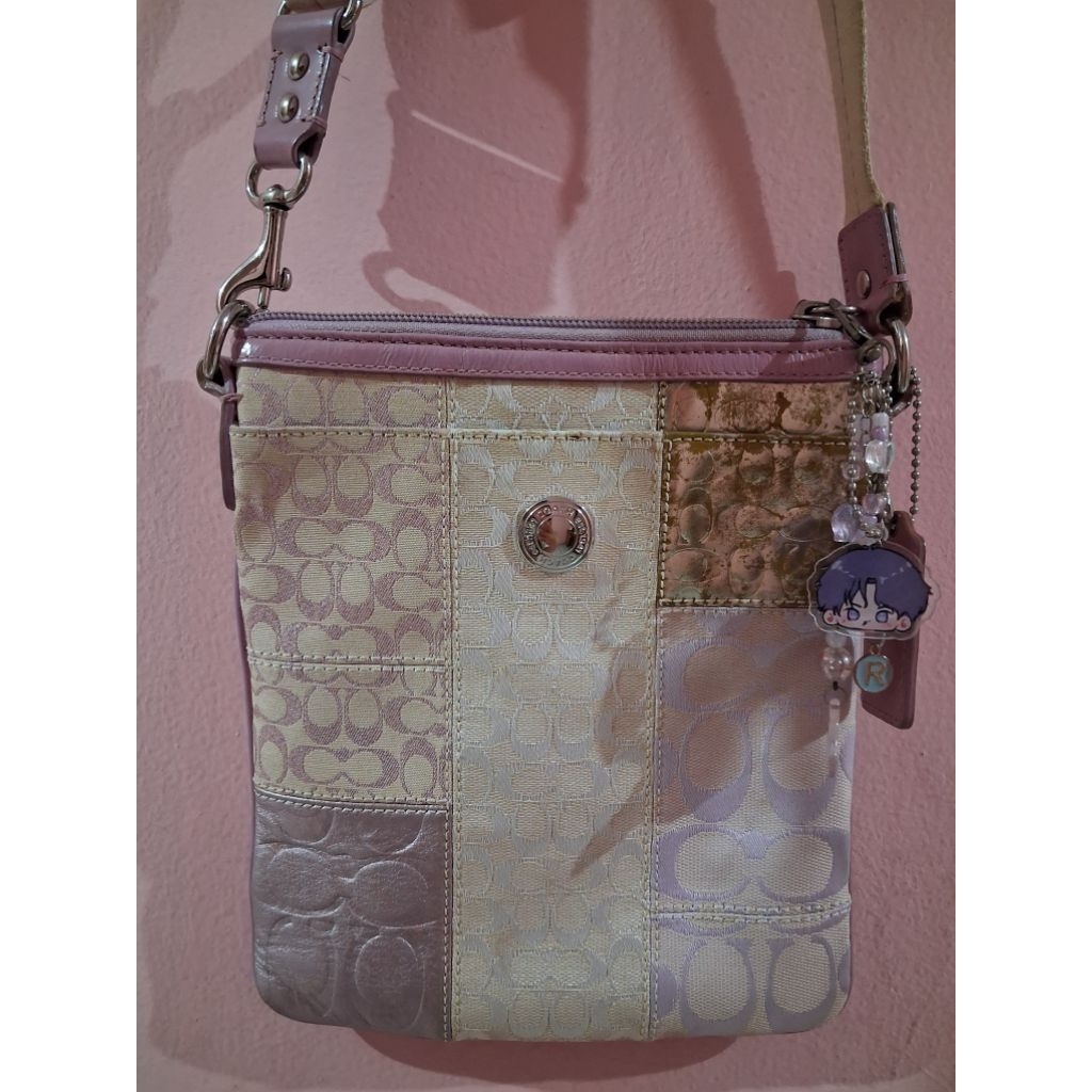 coach lilac pink patchwork crossbody