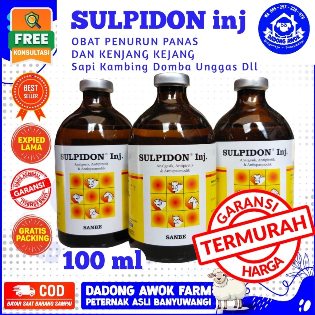 SULPIDON 100 ML Mengatasi PMK SAPI KAMBING PENURUN PANAS - obat kejang kejang ternak Analgesik SANBE