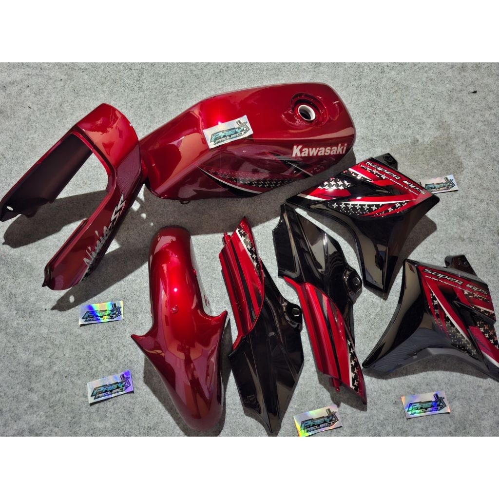 paket body sett tangki Ninja ss merah shurikane. bodet sett tangki ninja ss ninja r