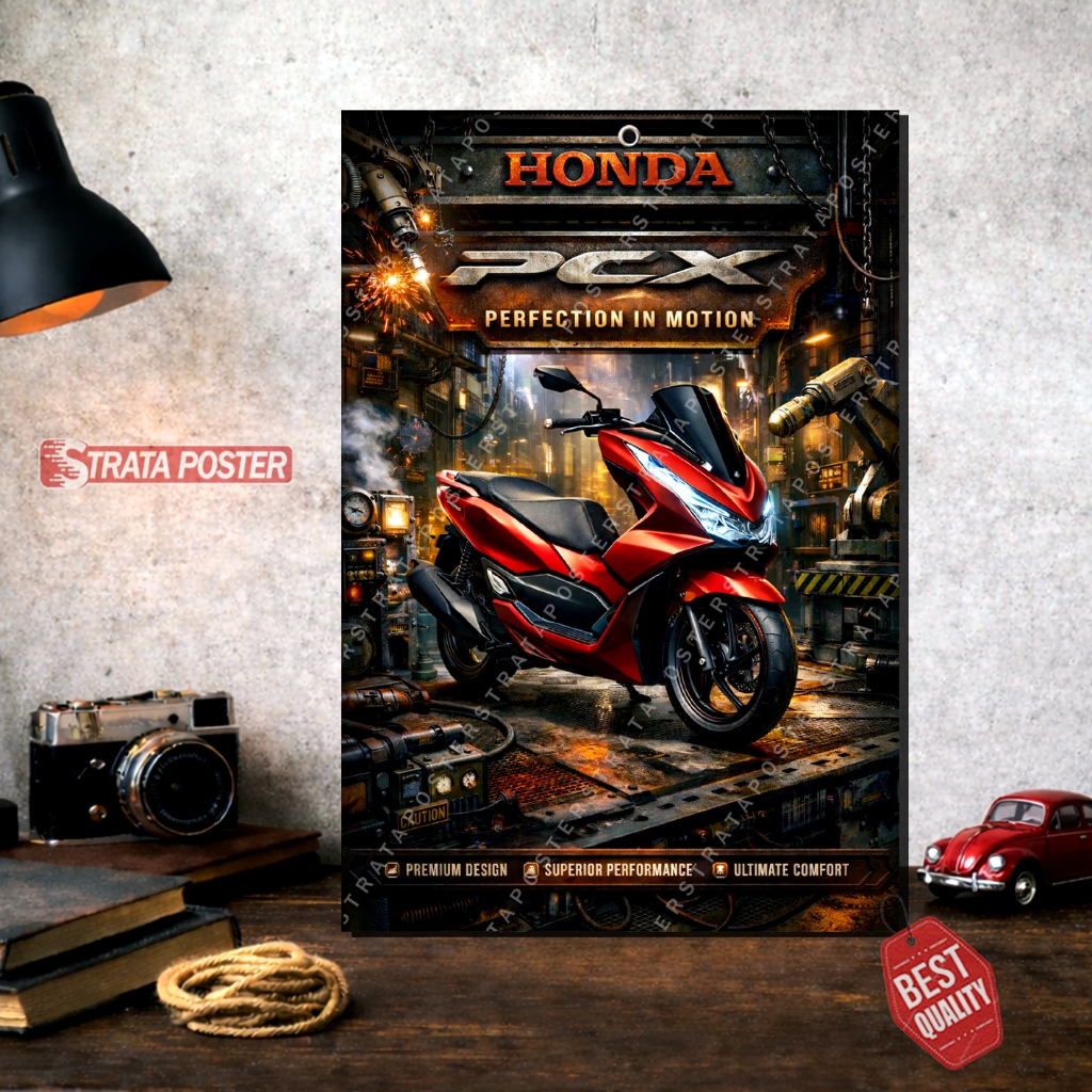 Poster Motor Honda PCX Hiasan dinding otomotif Dekorasi Industrial