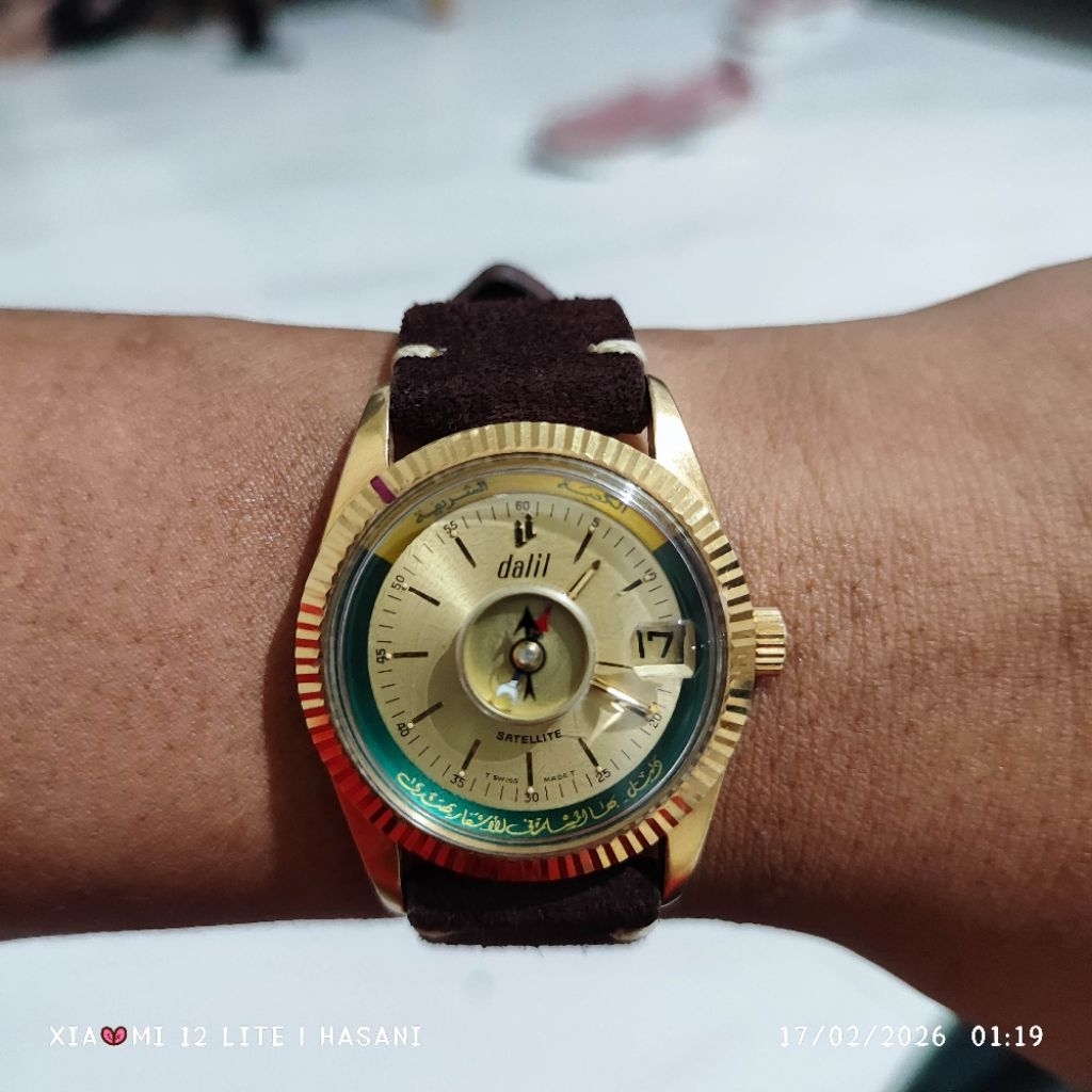 jam tangan vintage ultra rare dalil satellite kompas kiblat Made in swiss cal eta 2824-1 rare vontag