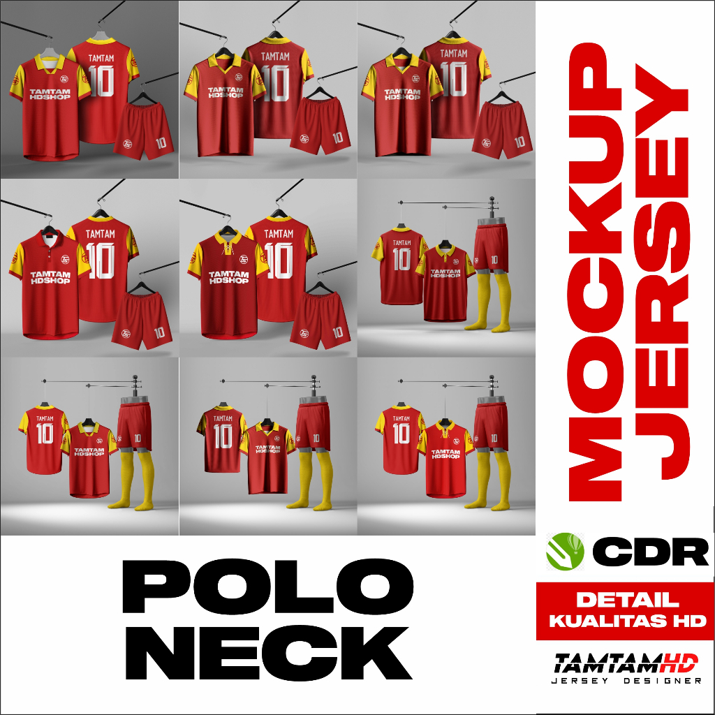 Mockup Jersey Polo Lengan Pendek Hanger (Corel Draw/CDR)