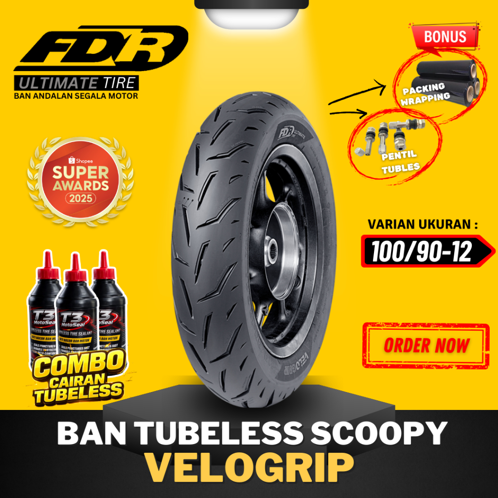 [READY COD] BAN FDR TUBELESS ULTIMATE TIRE FDR VELOGRIP RING 12 / BAN LUAR FDR TUBELESS VELOGRIP ( 1