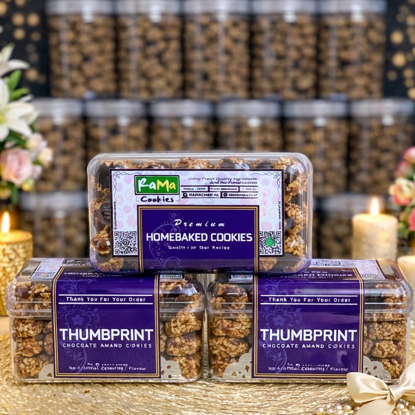 THUMBPRINT Choco Kacang Mede Premium Butter | Kemasan Jar 750ml & Hardtop 350gr | Kue Kering Spesial Lebaran by RaMaChef