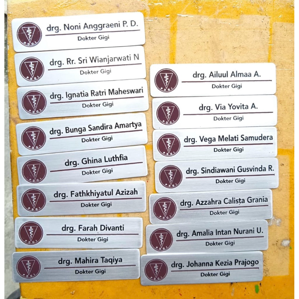 Name tag nama dada Dokter Gigi Logo PDGI