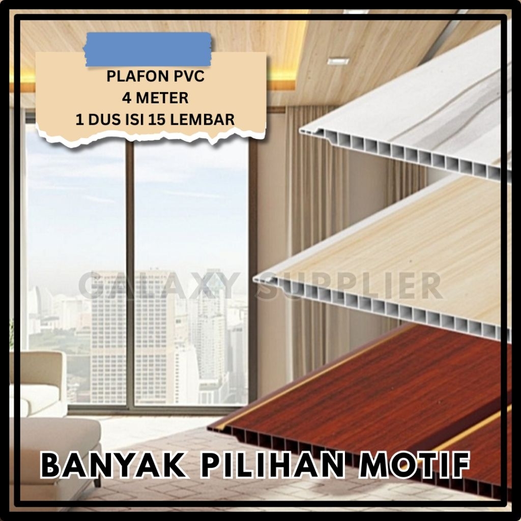 PLAFON PVC 4 METER 1 DUS ISI 15 LEMBAR BANYAK MOTIF PILIHAN