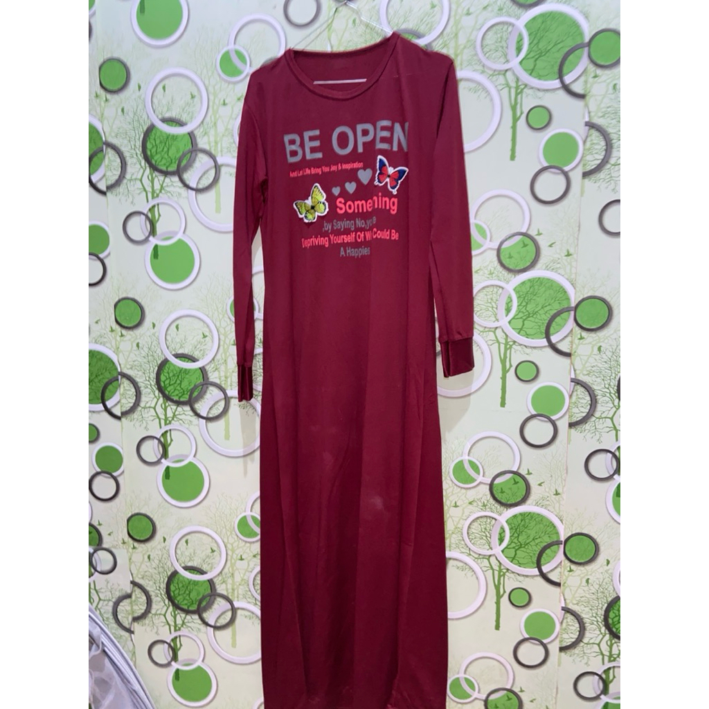 gamis bahan kaos adem preloved