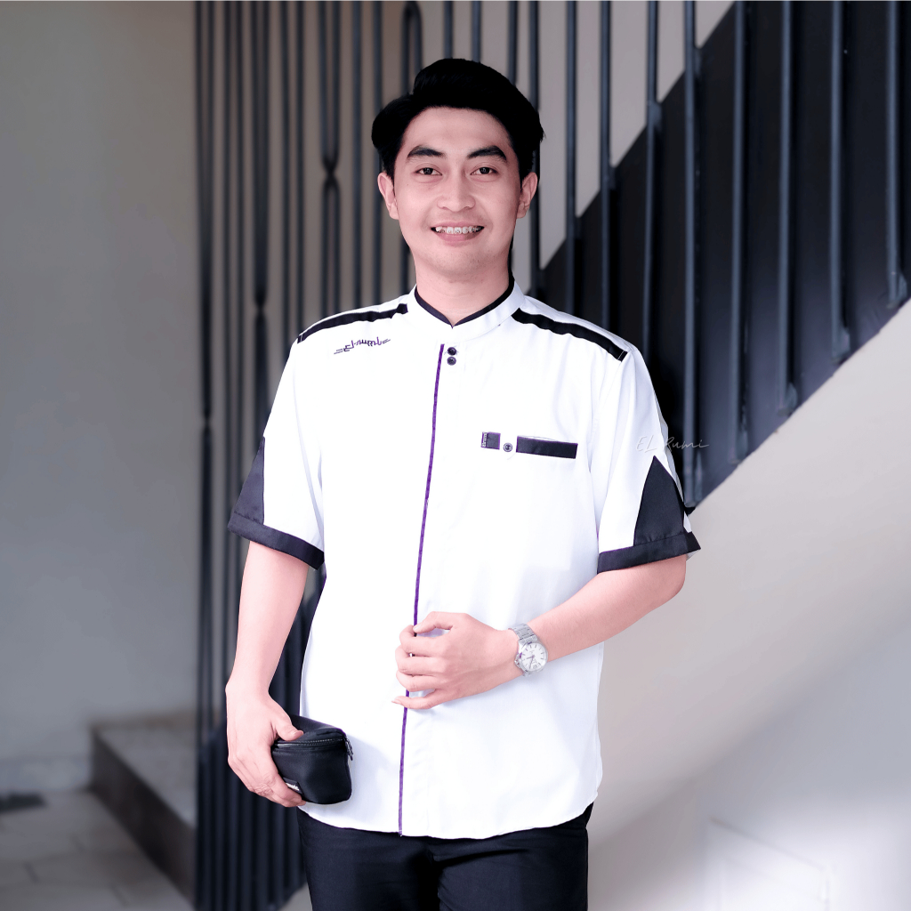 Baju Koko Pria Lengan Pendek El Rumi Motif Yisunsin Modern