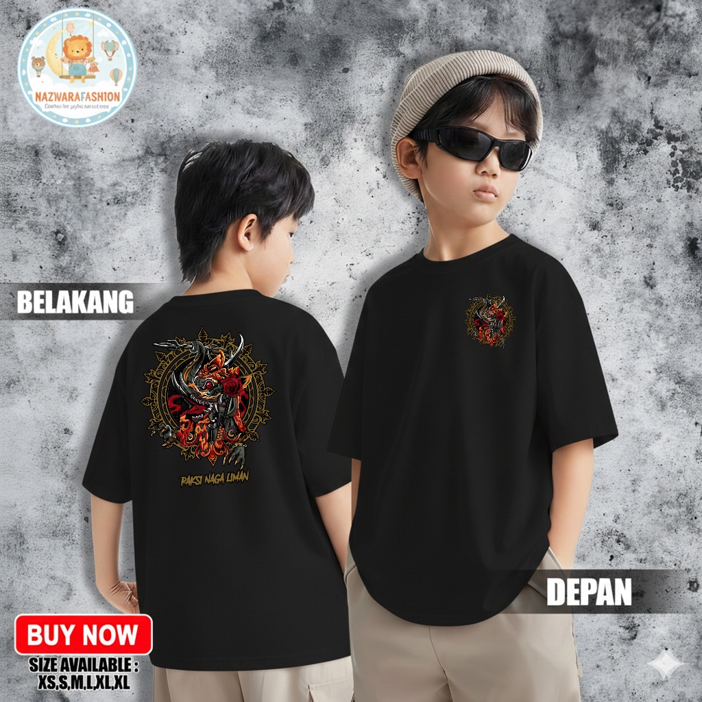 Kaos Anak Motif PAKSI NAGA LIMAN - Kaos Anak Keren Kekinian untuk usia 1-12 Tahun Laki-laki dan pere