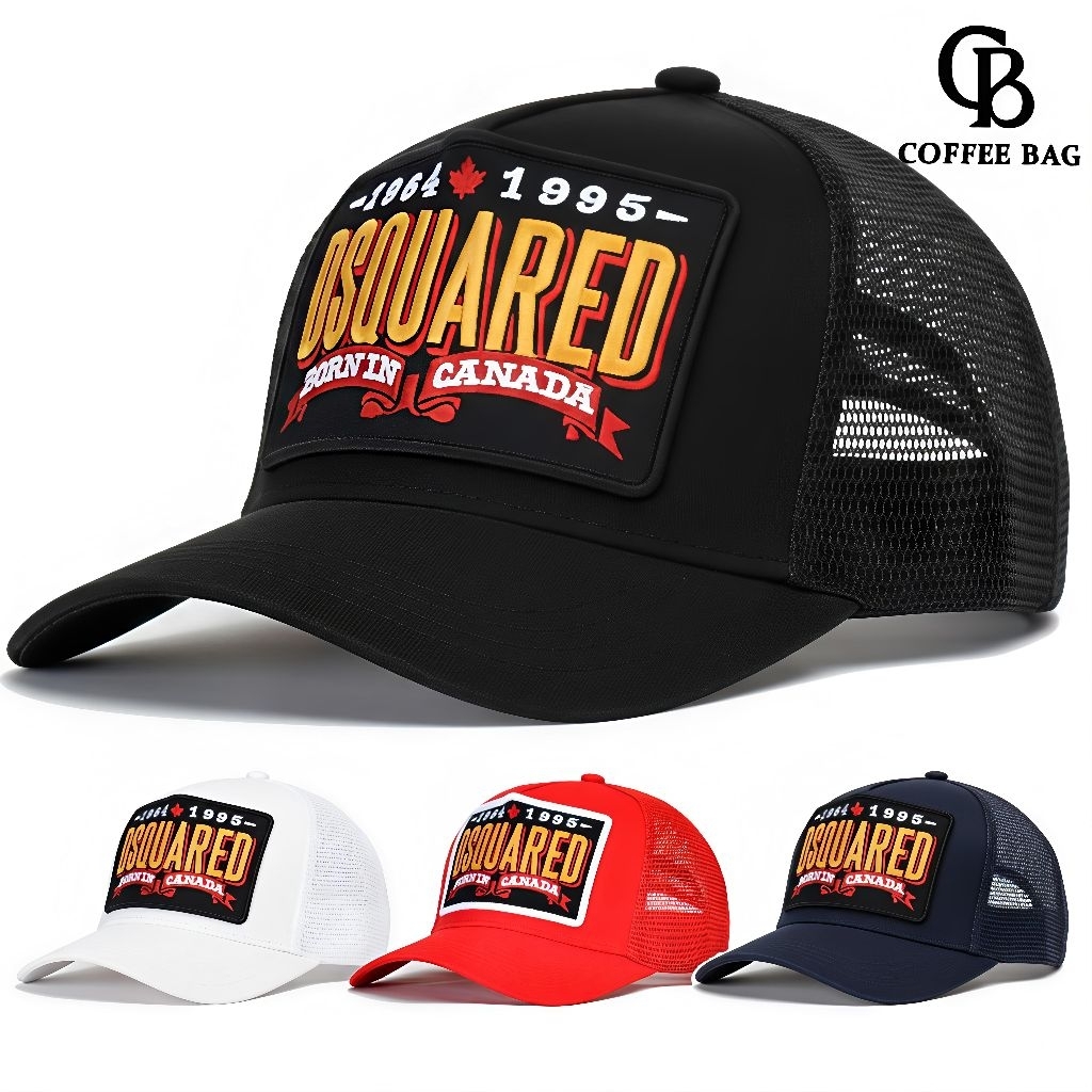 [CB] Topi Jaring DSQUARED Bornin In Canada - Trucker Hat Premium Black Gold-TPI-140