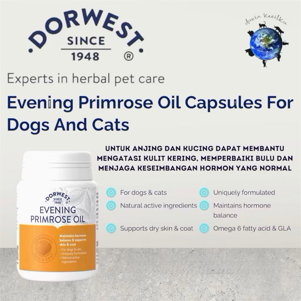 Dorwest Primrose Oil Vitamin Bulu & Kulit - Atasi Kulit Kering & Menyeimbangkan Hormon