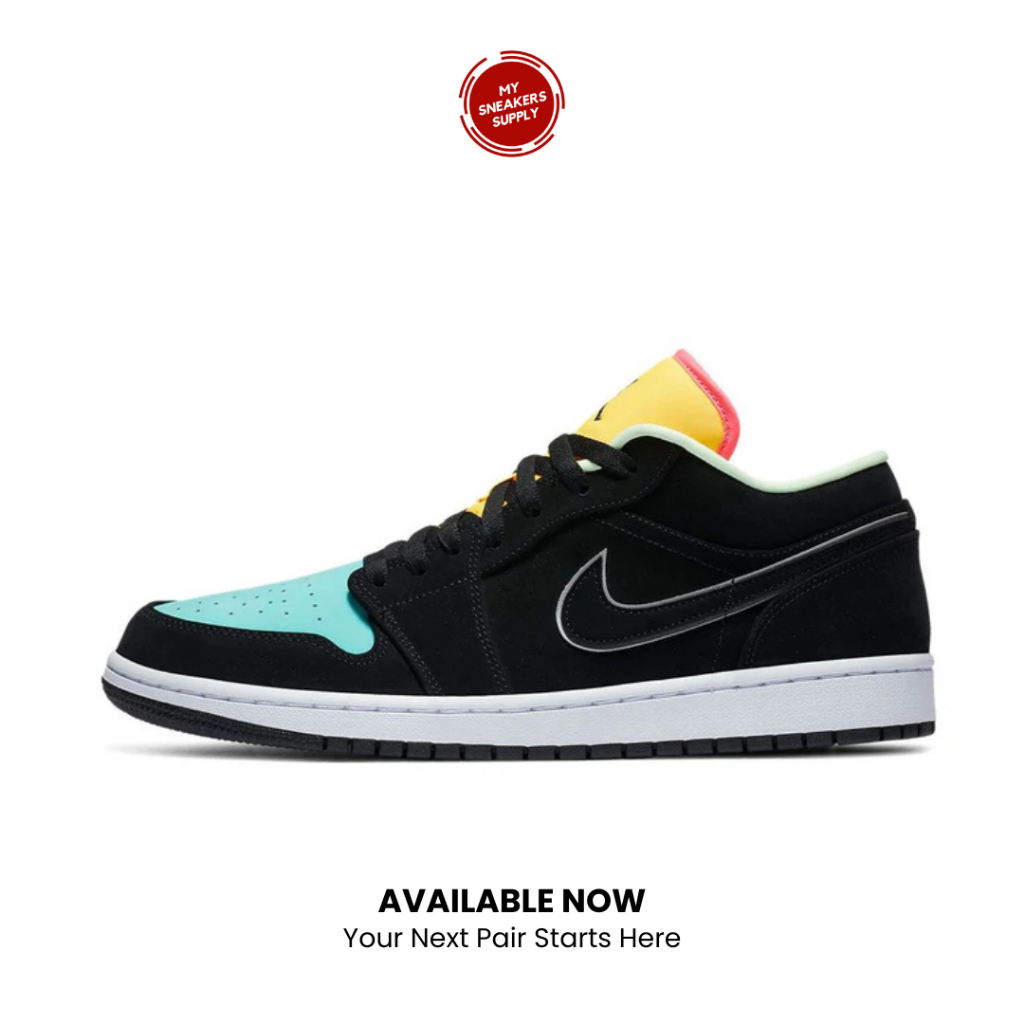 Sepatu Sneakers Air Jordan 1 Low Black Aurora Green Laser Orange - [CK3022 013] [BARU]