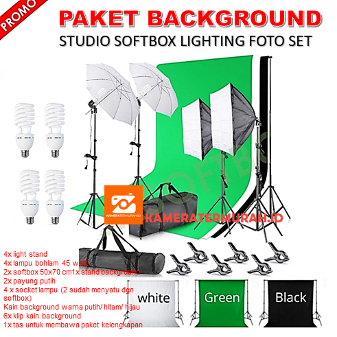 Paket Background Studio Foto Softbox Studio Lightning Plus Background Foto Studio Lampu Lighting Stu
