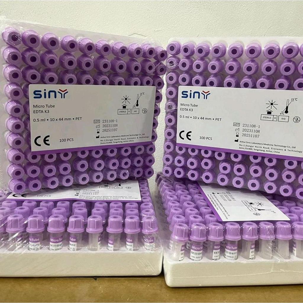 SINY - Tabung EDTA 0,5 Pet Micro Tube Edta K3 0,5ml Plastik Tabung edta kecil isi 100