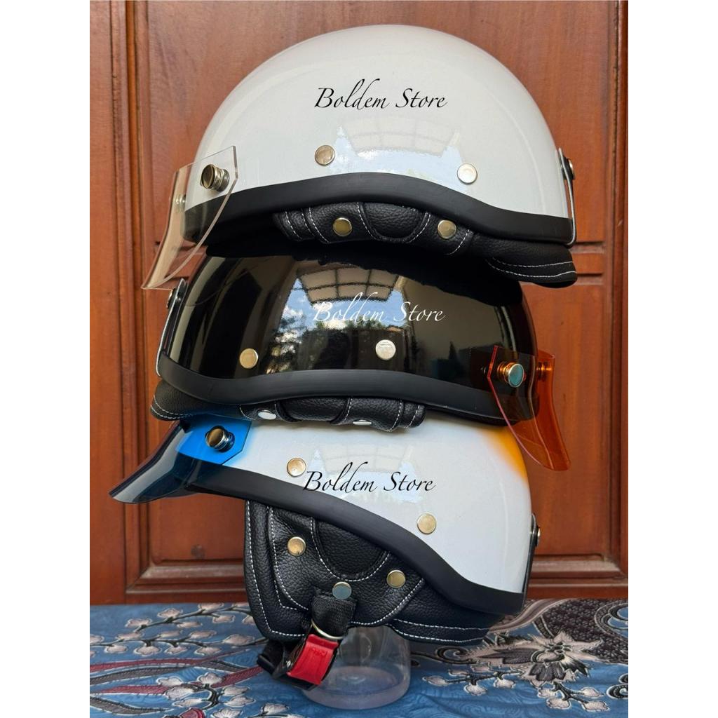 Helm chip sepeda cooper putih glossy vintage