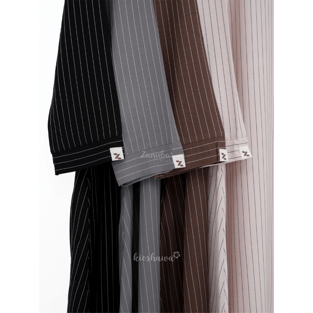 ZALINE Zanuba Hijab Official Jilbabsyarie . Gamis Abaya Daily Stripe French Khimar Bandana