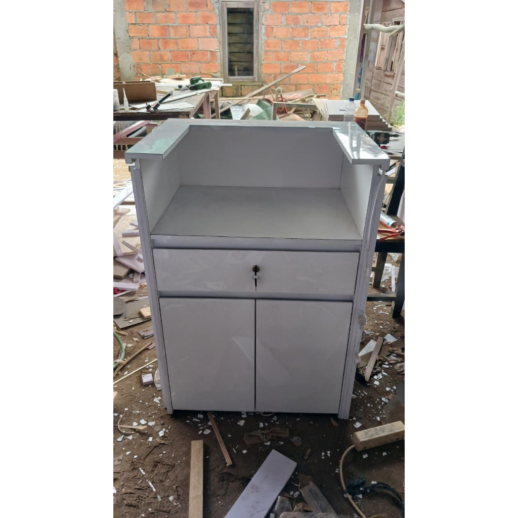 Meja Kasir Minimalis LED Modern – Counter Kasir Toko / Cafe / Resepsionis