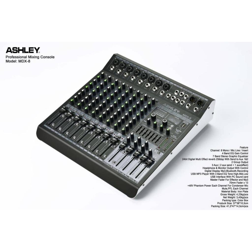 MIXER Audio Ashley MDX8 MDX 8 channel Efek Digital Reverb Soundcard USB Bluetooth