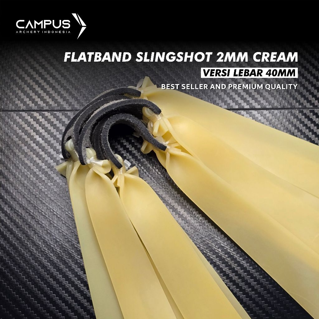Flatband Slingshot Karet Ketapel 2MM Cream Versi Lebar Premium