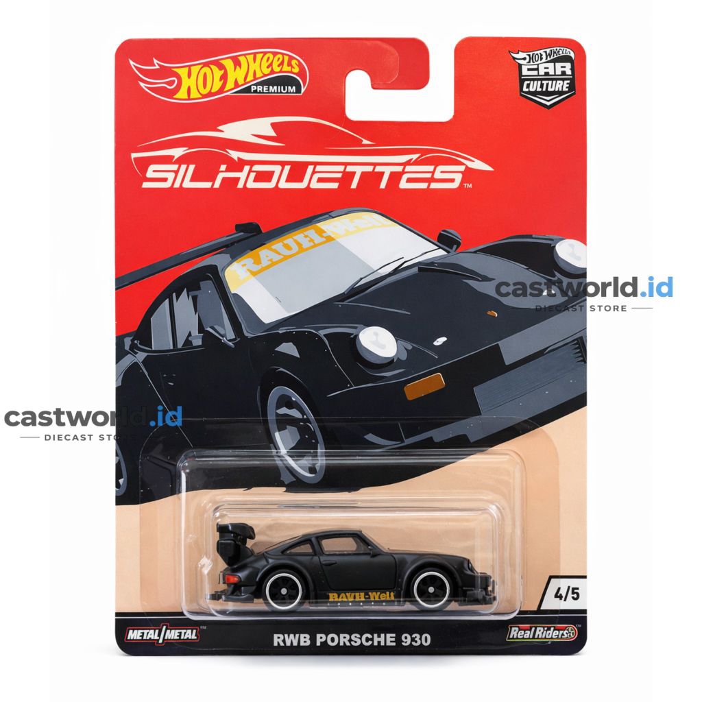 Hot Wheels Porsche 930 RWB Hitam dengan lisensi porsche