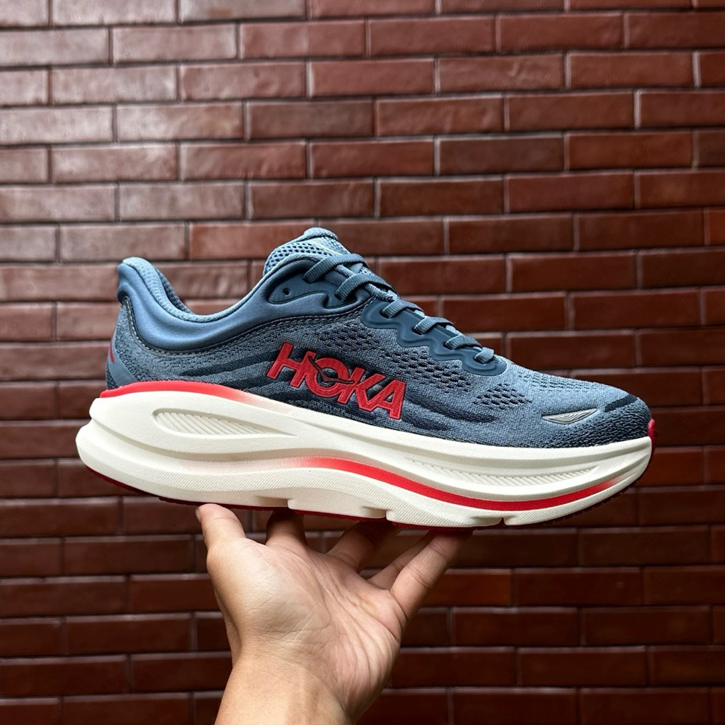 sepatu lari / running shoes original bondi 9 thunder cloud vermillion