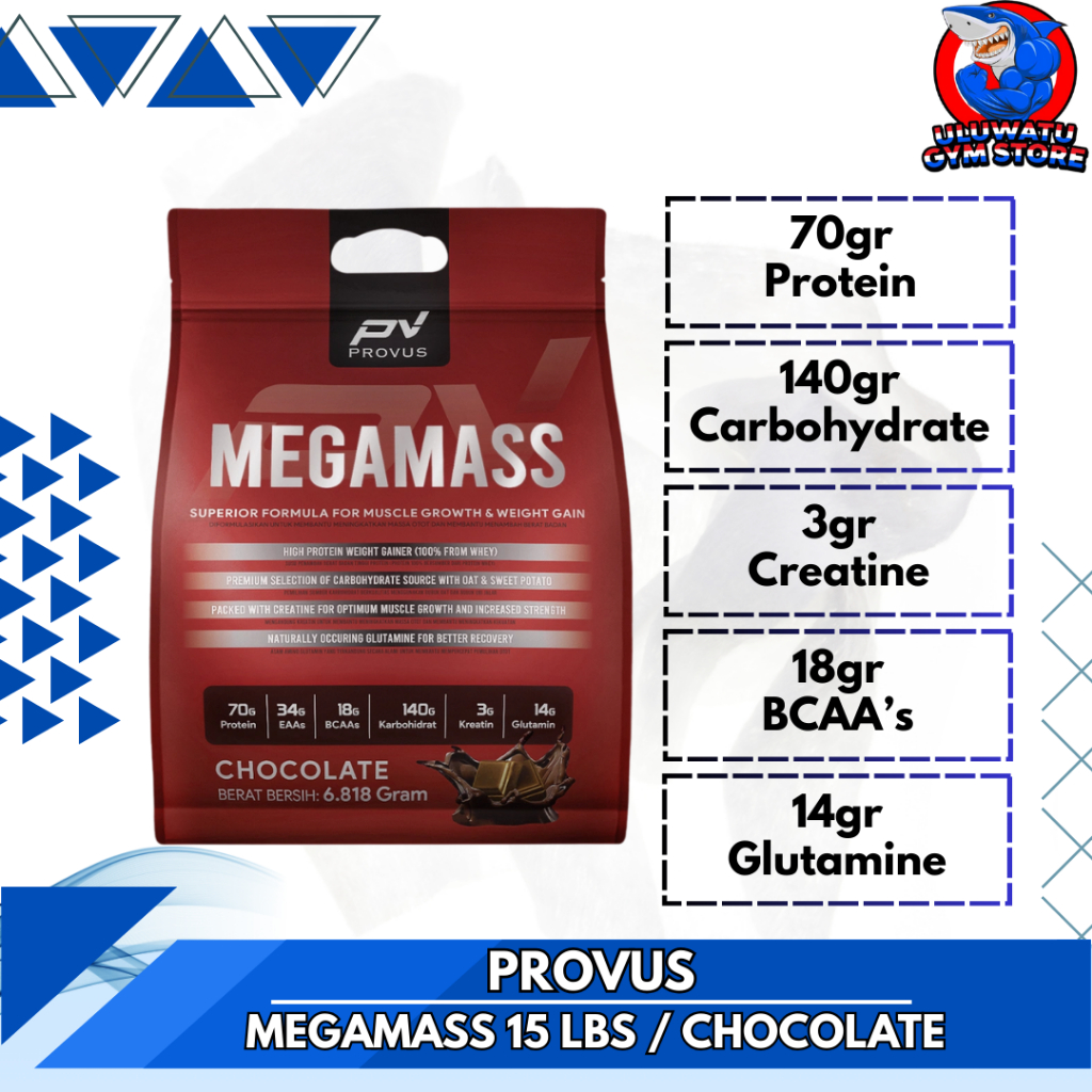 Provus MEGAMASS 15 LBS 15lb Protein Mega Mass Gainer BPOM Halal - Susu Bulking Penggemuk