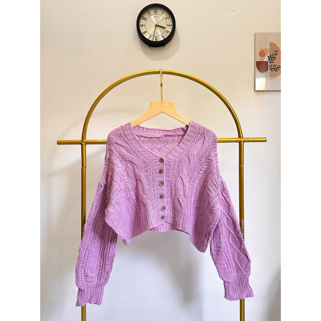 cardigan kepang balon crop