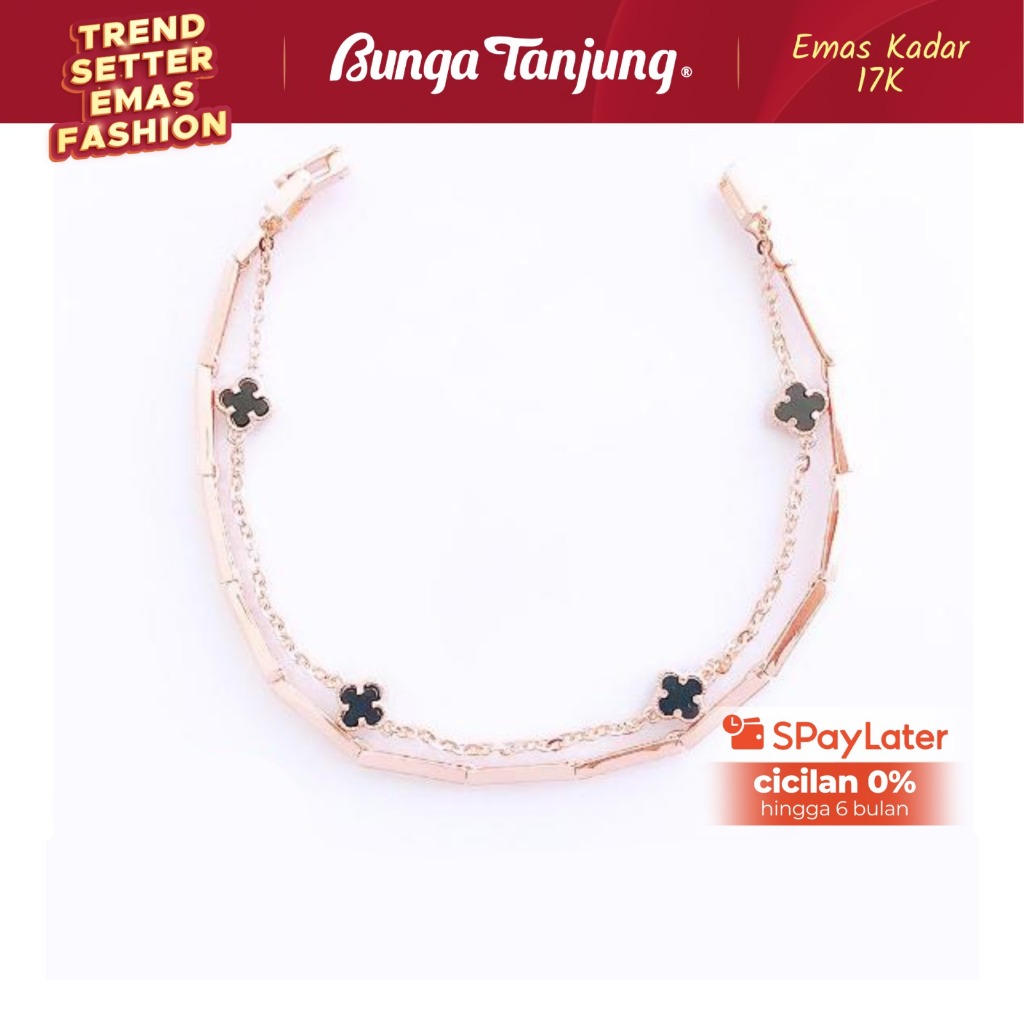 GELANG CLOVER PLAT  - EMAS 17K - BUNGA TANJUNG GOLD