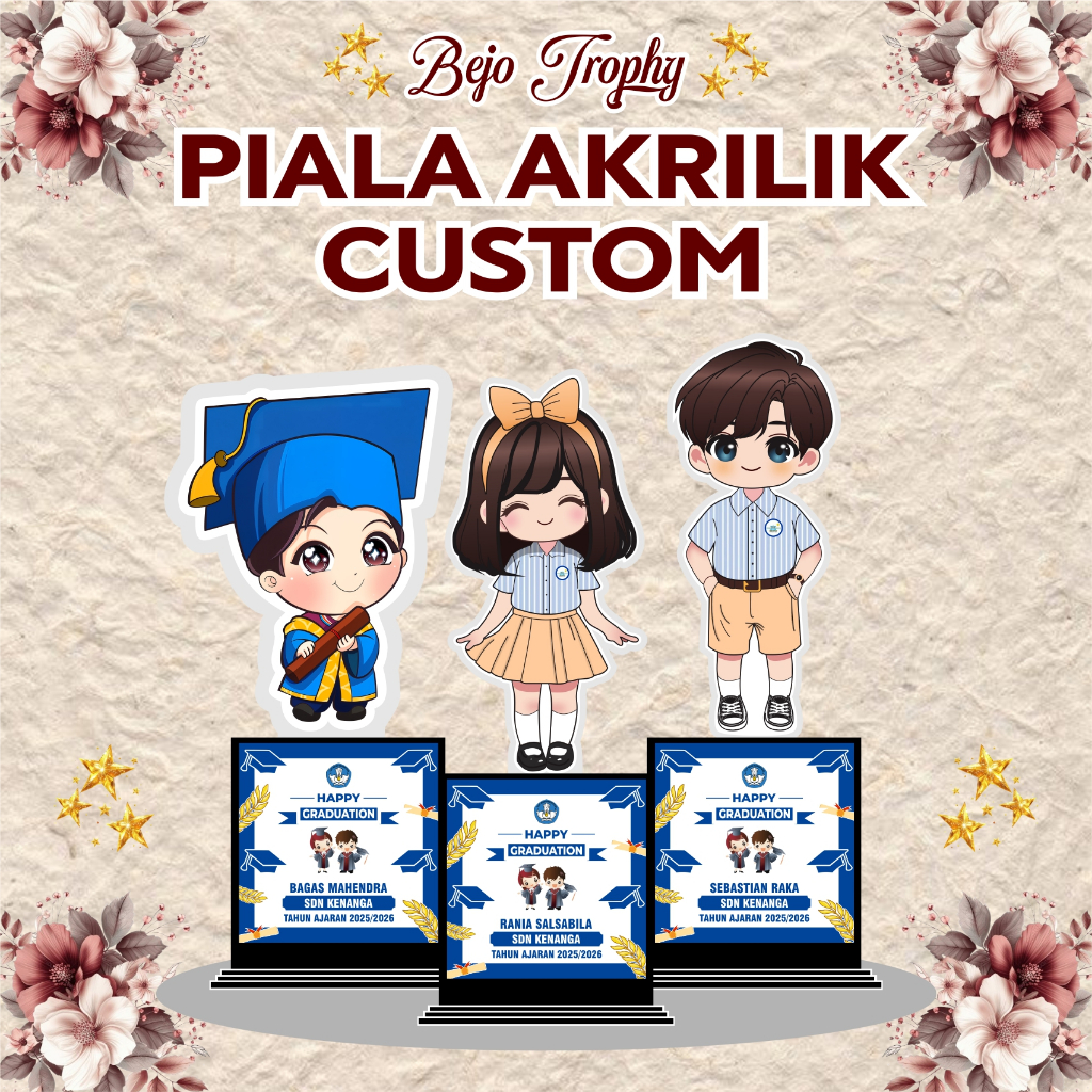 Naysila Naymila Piala Akrilik Custom / Piala Wisuda Custom / Piala Wisuda Anak / Piala Custom Anak