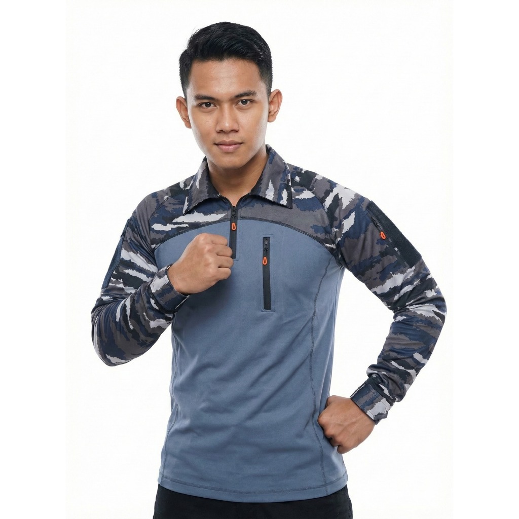 (PUSAT TACTICAL BANDUNG) Kaos Tactical BDU Dri Fit TNI AL Jersey Kombinasi Loreng KRI Lengan Panjang