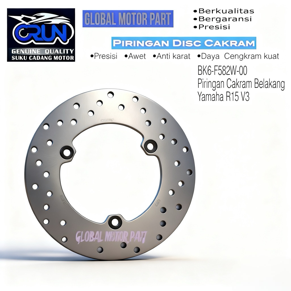 CRUN Piringan Disc Disk Cakram Belakang Yamaha YZF R15 V3 / BK6-F582W-00