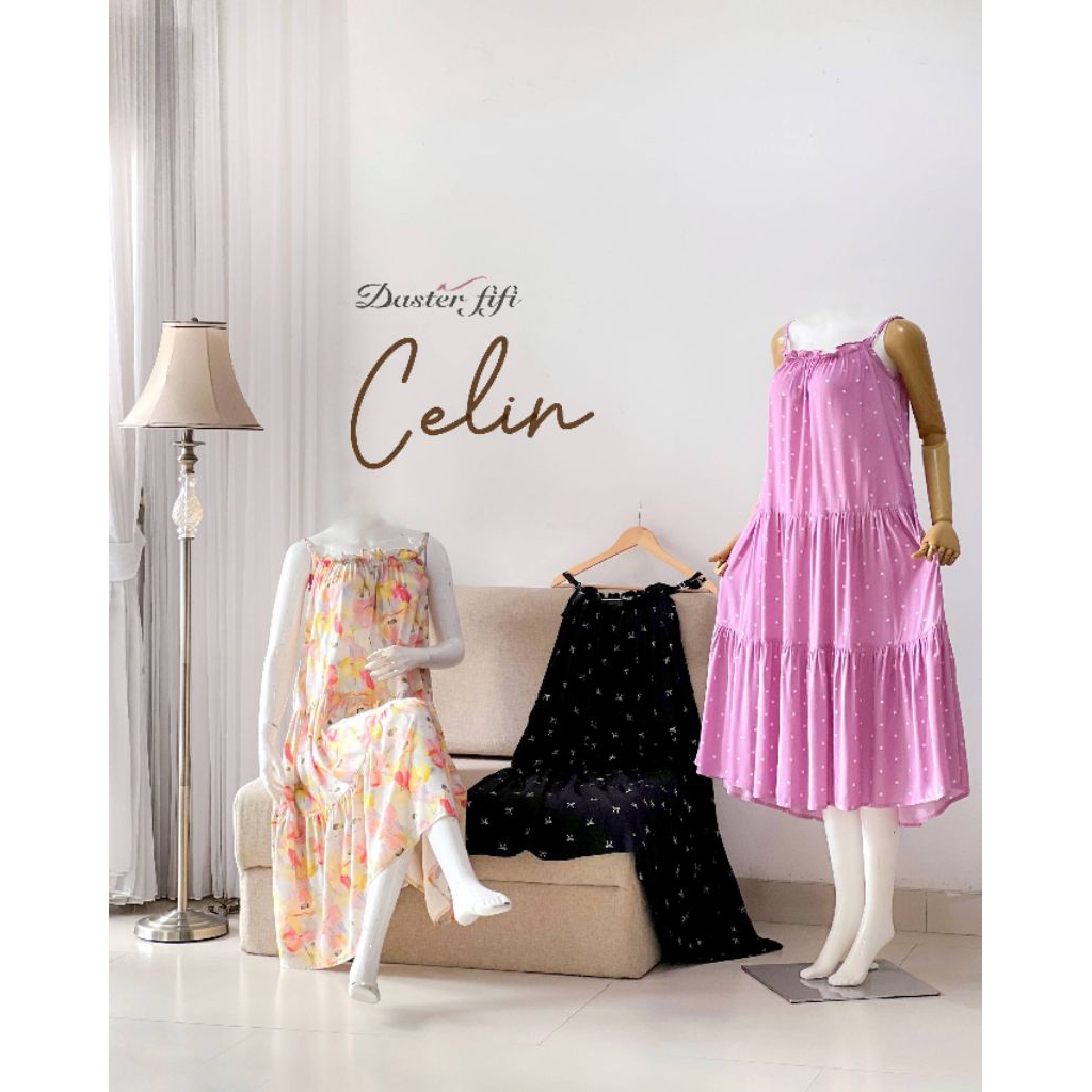 Daster Celin bahan rayon viscose premium model susun rempel dada karet melar busui tali bisa di adju