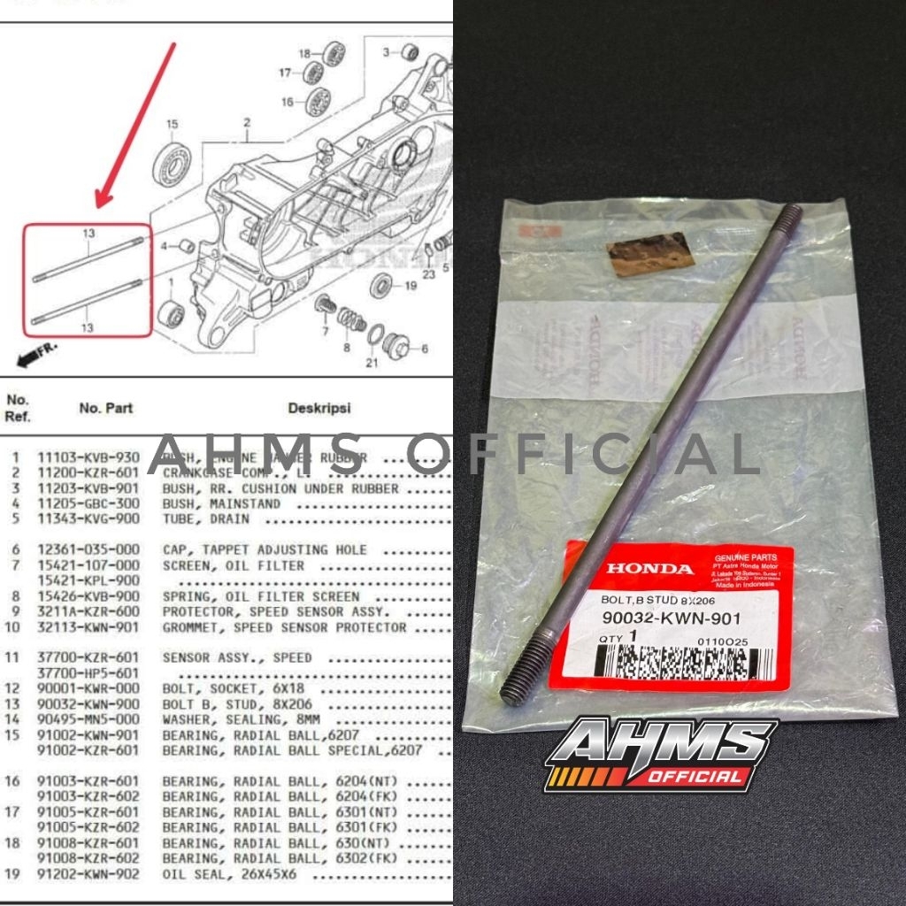 Baut Ancer Tusuk Sate ( KIRI ) Vario 150 125 PCX 150 ADV 90032KWN901