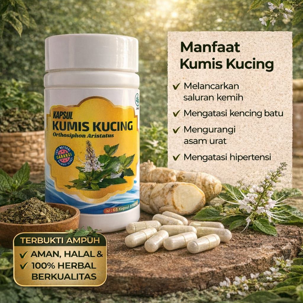 Kapsul Kumis Kucing Aman Halal Herbal kencing batu asam urat