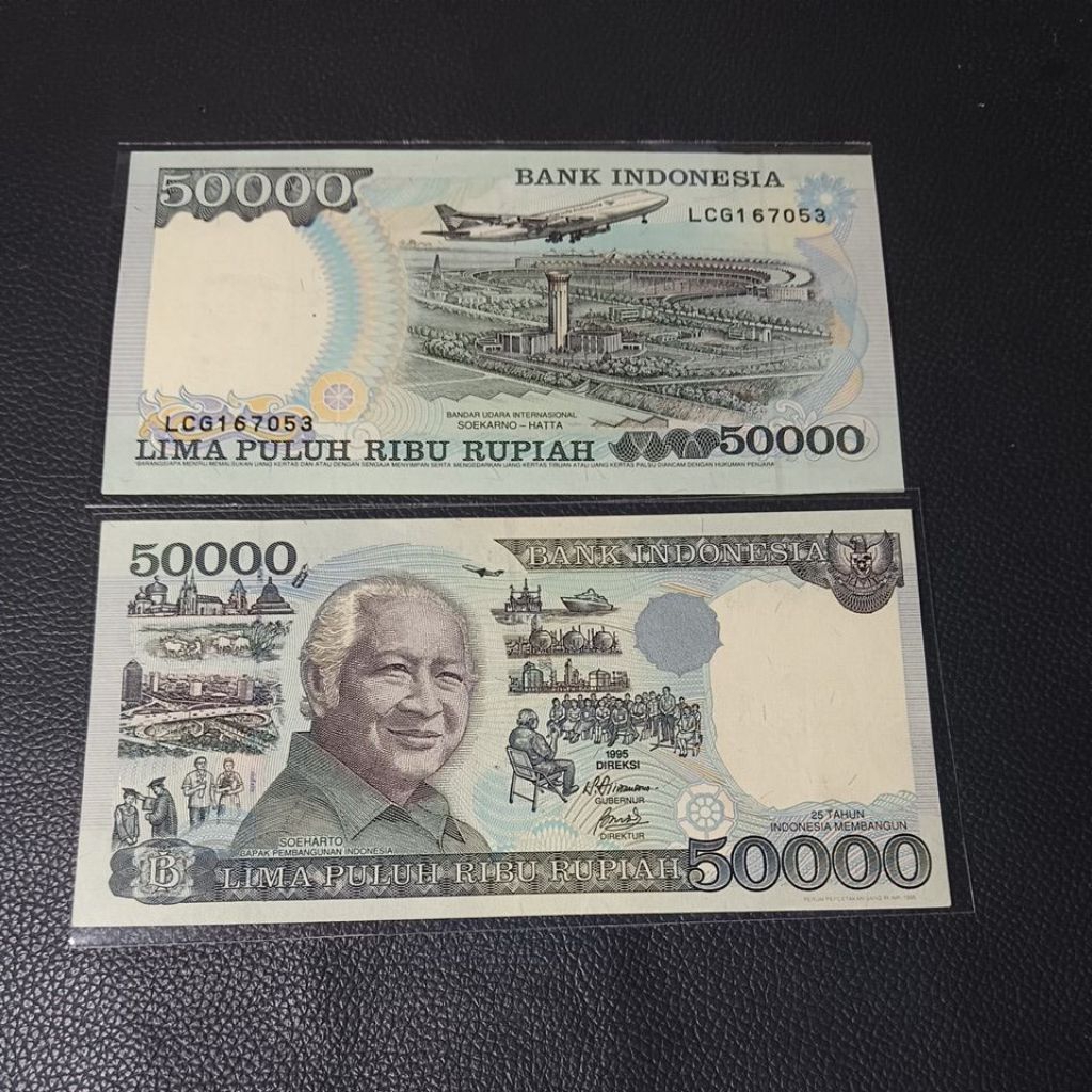 Uang Kuno 50.000 rupiah suharto tahun 1995 gress