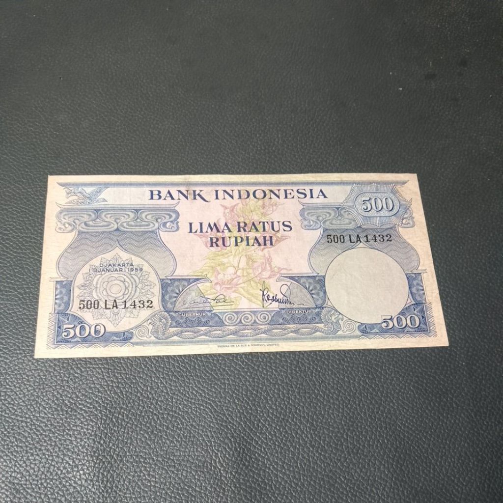 Uang Kuno 500 rupiah seri bunga tahun 1959 nomer seri cantik