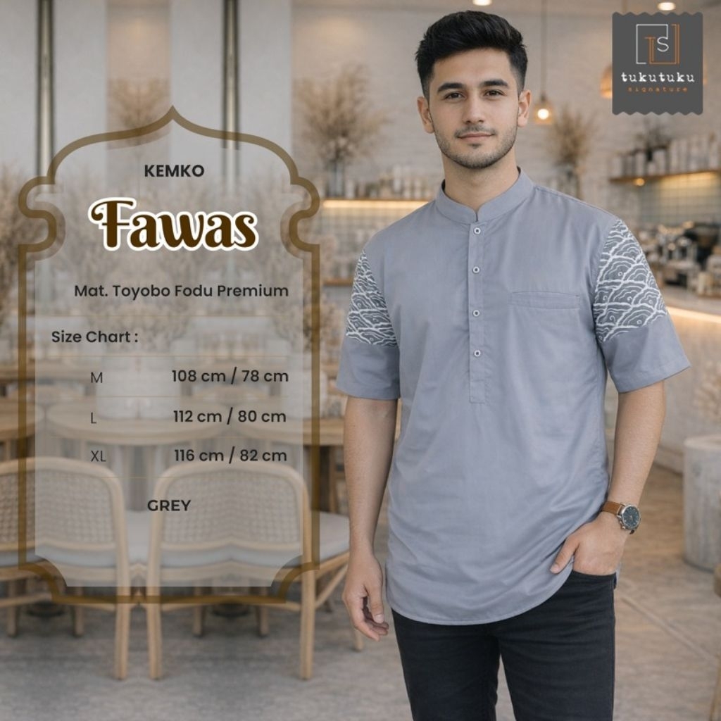 Abbas kemko koko atasan pria katun toyobo premium fit M to XL mewah elegan terbaru