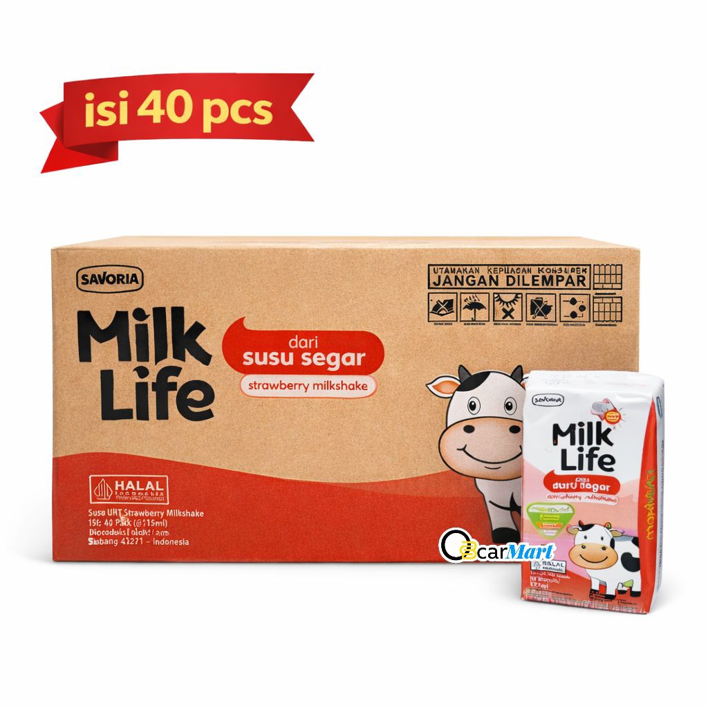 Susu MILK LIFE 1 Dus 115ml isi 40 STROBERI strawberry