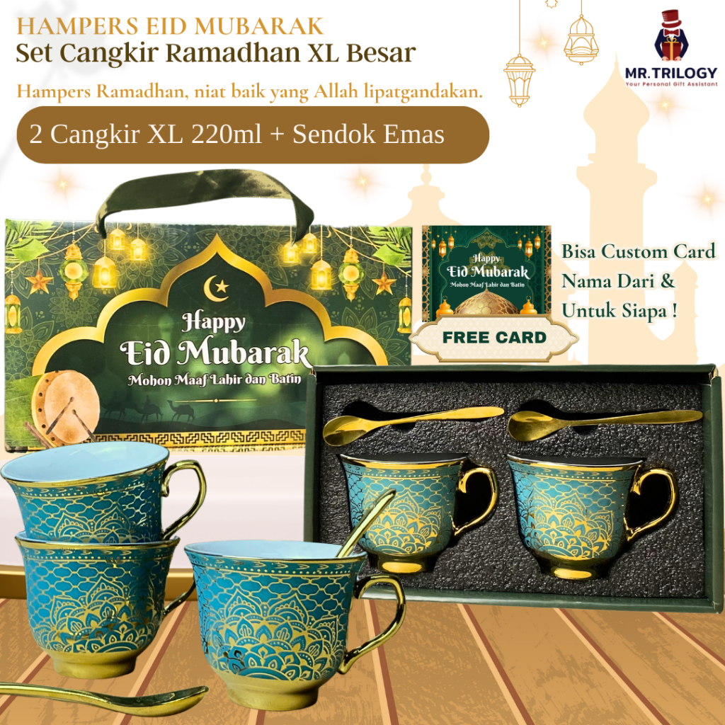 HAMPERS LEBARAN Hari Raya Idul Fitri Eid Mubarak Hampers GELAS XL Cangkir Keramik Set / Hadiah Idul