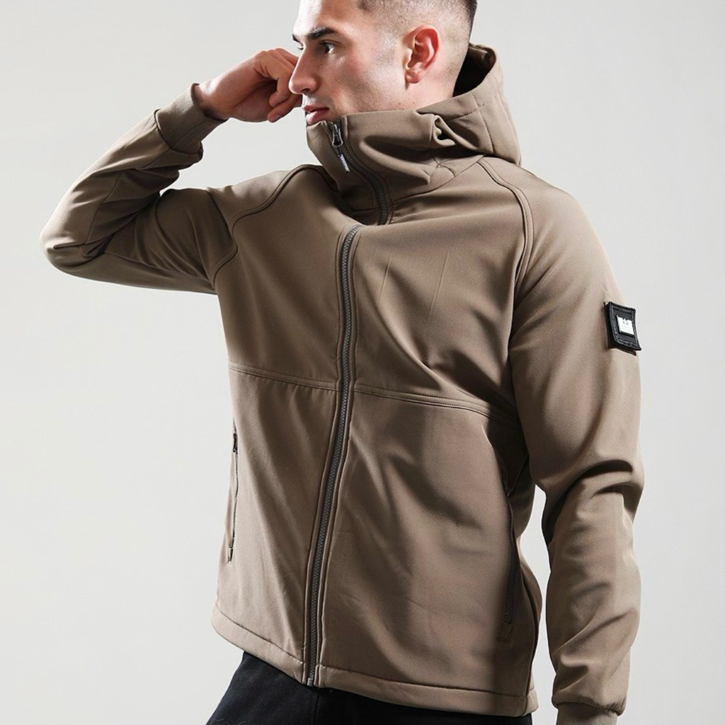 weekend offender stipe softshell jacket tobacco originals bnwt