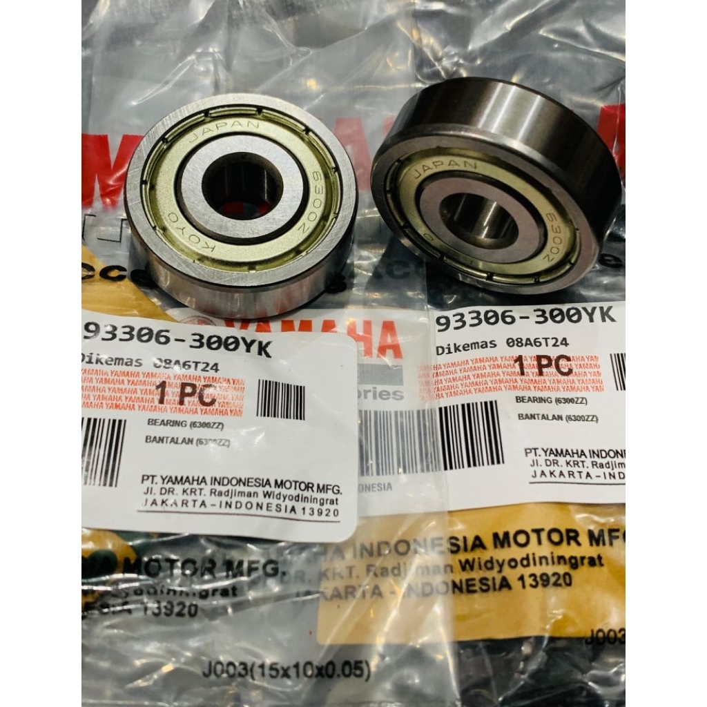 Bearing 6300zz set 2pcs Laher roda depan Yamaha Mio sporty Mio smile Mio soul karbu Fino karbu Nuvvo