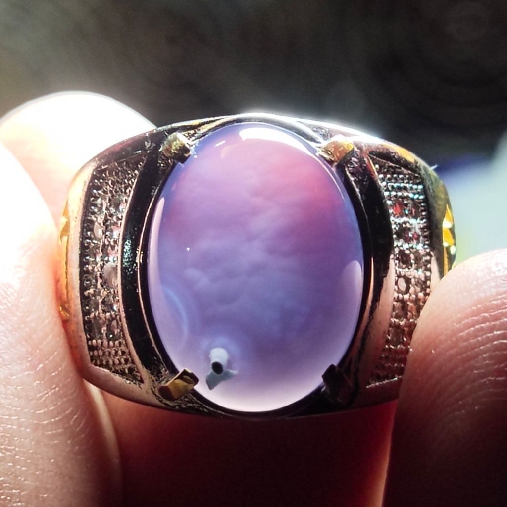 Batu Biru Tinta Baturaja - Cincin Batu Anggur Baturaja Crystal Blueish chalcedony