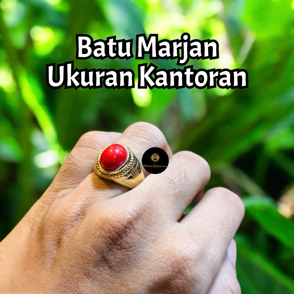 Cincin Batu Marjan Oval 10x12mm Ring Alpaka